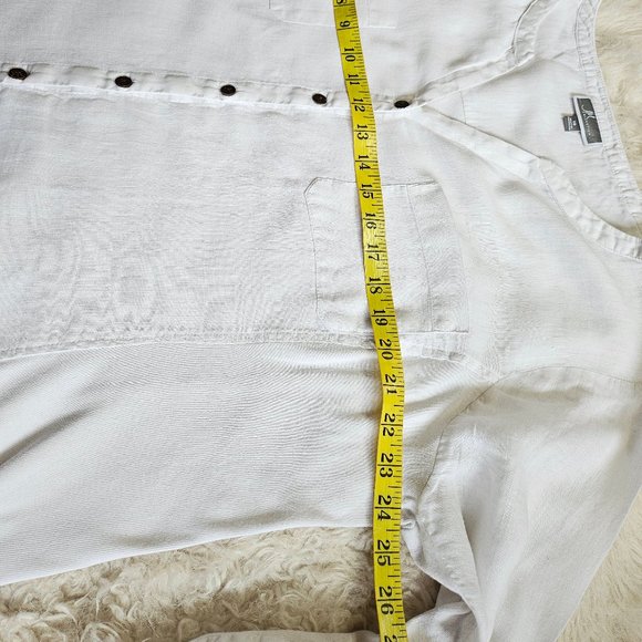 JM Collection Women's White Linen Coconut Button Down Casual Shirt Size 18 - Picture 4 of 9